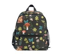 Wudan Sac à dos d'école pour enfant avec poches pour bouteilles, sacs à livres pour étudiants pour la maternelle, Champignons à fleurs jaunes, S
