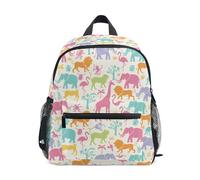 Wudan Sac à dos d'école pour enfant avec poches pour filles, sacs à livres pour étudiants pour avion, Silhouette d'animaux sauvages africains, S