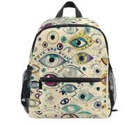 Wudan Sac à dos personnel pour enfants - Rangement spacieux, Mal bohème coloré, Medium, Décontracté | Sac à dos pour enfants avec sangle de poitrine antidérapante et sifflet