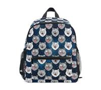 Wudan Sac à dos pour filles avec sangle de poitrine pour enfants d'âge préscolaire, Chat étrange étoilé, Medium