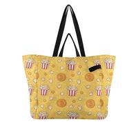 Wudan Sac fourre-tout pliable en toile pour homme, sac de courses décontracté pour homme, spa, douche, popcorn, Bitcoin, jaune