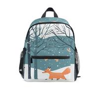 Wudan Sacs à dos d'école pour enfants avec sangle de poitrine pour filles, Renard des bois d'hiver, M