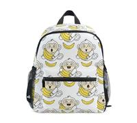 Wudan Sacs à dos pour enfants avec poches pour enfants, étudiants, livres, sac pour avion, Kawaii Monkey Bananas Blanc, M