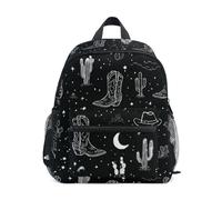 Wudan Sacs à dos pour enfants avec poches pour enfants étudiants livres sac pour parc d'attractions, Midnight Desert Cowboy Dream, Small
