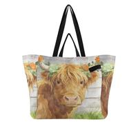 Wudan Sacs en toile épaisse pour la cuisine, les courses, la plage, les enterrements de vie de jeune fille, cadeaux de fête des Highlands, vert printemps