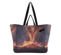 Wudan Sacs fourre-tout en toile imperméables pour la cuisine, les courses, les courses pour hommes, enterrement de vie de jeune fille, cadeaux d'éruption volcanique, flammes rouges