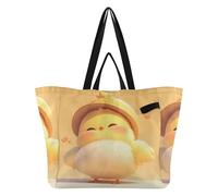 Wudan Sacs fourre-tout en toile pliables pour la cuisine, les courses, tous les jours, pour hommes, enterrement de vie de jeune fille, cadeaux de fête de style kawaii, motif coeurs de poulet