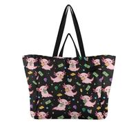 Wudan Sacs fourre-tout en toile réutilisables pour la cuisine, les courses, le linge - Kit de livraison pour homme - Motif dessin animé Axolotl Bitcoin