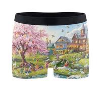 Wudan Sous-vêtement pour homme Springtime Village, Village printanier, X-Large