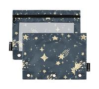 Wudan Stars on This Night Sky Lot de 2 trousses à crayons en plastique avec 3 anneaux, Stars on the Night Sky, one sizex2