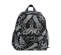 Wudan Strange Marine Creatures Sacs à dos avec poches pour filles étudiantes Sacs à dos pour camping M