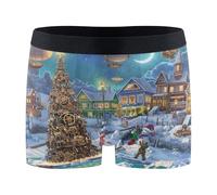 Wudan Winter Christmas Village Boxer respirant pour homme, Village de Noël d'hiver, Medium