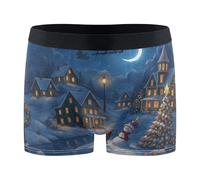 Wudan Winter Village Sous-vêtements de Noël pour homme Boxer Slip respirant Sous-vêtements, Village d'hiver de Noël, Small
