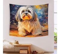 WudAnghao Oil Painting Le chien 3D Effet Tapisserie Art Mural Tapisserie Murales Tapisserie Murale Tissu Pour Chambre Salon Serviette De Plage Tenture Murale 100cmx150cm