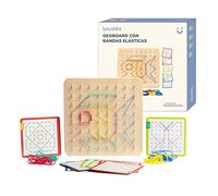Wuddis Geoboard en Bois Montessori avec Élastiques - Jouets Montessori dès 3 Ans - Certifié FSC, Hautes Normes de Sécurité, 48 Élastiques et 40 Modèles de Formes