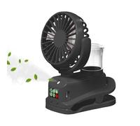 WUDEUI Mini ventilateur brumisateur portable à clipser, rechargeable par USB, 4 vitesses réglables pour l'été, la maison, la poussette, le bureau et l'extérieur (noir)