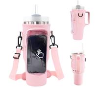 WUDEUI Sac de transport pour bouteille d'eau Stanley 1200 ml avec poche pour téléphone portable, bandoulière réglable, porte-bouteille d'eau Stanley Cup Accessoires, rose, Classique