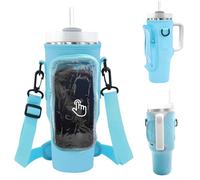 WUDEUI Sac de transport pour bouteille d'eau Stanley 1200 ml avec poche pour téléphone portable, bandoulière réglable, porte-bouteille d'eau Stanley Cup Accessoires, bleu, Classique