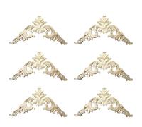 Wudhgslc Applique Coin Bois Caoutchouc Sculpté 15x15cm Non Peint Ensemble | Lot de 6 pièces, bois caoutchouc, 15x15 cm, non peint, style européen; idéale pour moulures et coins décoratifs.
