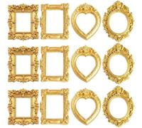Wudhgslc Photo Frames - 12 Vintage Frames for Jewelry Displays DIY | Versatile frames in resin finish, 12 gold photo frames great for jewelry displays and DIY decor and .