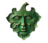 Wudhgslc Sculpture Murale d'art Greenman- Fonte Composite, Finition Antique | Plaque murale peinte à la main avec finition antique, symbole de renaissance Greenman, installation simple sur une vis
