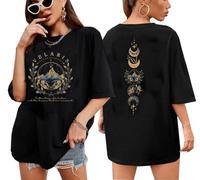 Wudlads Acotar T-shirt de nuit pour femme Velaris City of Starlight T-shirt graphique de nuit surdimensionné à manches courtes, noir, Taille M