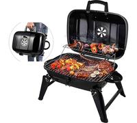 WuDLi Barbecue au Charbon de Bois, fumoir portatif, Gril portatif avec Grille de Cuisson, Support en Acier Inoxydable et évent pour Le Camping et Le Jardin