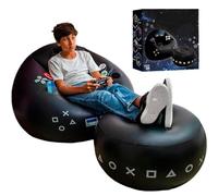 WuDLi Canapé Gonflable, Chaise de Jeu Gonflable pour Enfants et Adolescents avec Porte-gobelet et Poche latérale, mobilier Gonflable pour Les Joueurs - Sac de Haricots Noir avec Tapis de Pieds