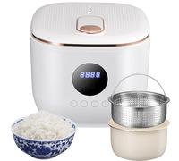 WuDLi Cuiseur de Riz 3L à Faible teneur en Sucre, 5 Fonctions, cuiseur Vapeur à Faible teneur en Glucides, minuterie 24 Heures, Maintien au Chaud 8 Heures, Blanc, Panier Vapeur en Acier Inoxydable