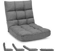 WuDLi Siège de Sol du Salon, Chaise Pliante Réglable avec Support Arrière, Chaise de Plancher Pliante, Facile À Transporter Et À Stocker, Adapté À la Sieste, À la Lecture, Aux Jeux, Au Travail Gray