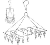 WudTus 24 Clip Chaussette de Séchage de Chaussette Pliant en Acier Inoxydable Space Saving Séchage Pour Sous-Vêtements, Vêtements Pour Bébé et Petits Linges