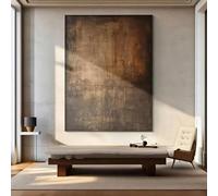 WUDUM Toile murale abstraite neutre - Peinture murale contemporaine marron pour salon, chambre, bureau, décoration d'intérieur 80 x 120 cm (31 x 47,2 pouces) avec cadre