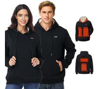 WUEAOA Sweat Chauffant | Pull Chauffant Homme, Sweat chauffant Femme, Surface chauffante +30% | Technologie Graphène & 6 Zones | Batterie 10000 mAh Ultra-Légère 164 g | Unisexe Noir