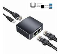 Wuedozue Adaptateur répartiteur réseau RJ45, 1 à 2 Ports USB Femelles vers RJ45 LAN Interface Ethernet Connecteur 8P8C Extension Plug Go Online simultanément pour câble Cat5/5e/6/7