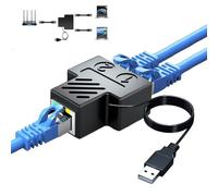 Wuedozue Adaptateur répartiteur réseau RJ45, 1 vers 2 Ports USB Femelle vers RJ45 avec câble d'alimentation USB, Interface LAN, connecteur de Prise Ethernet, connecteur d'extension 8P8C, Connexion