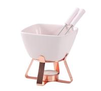wueiooskj Caisson à fondue classique pour deux personnes avec 1 tasse, en céramique robuste et fiable, idéal pour partager un dessert lors d'une fête. Coffret à fondue en céramique, Rose + Or rose