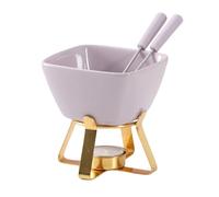 wueiooskj Caisson à fondue classique pour deux personnes avec 1 tasse, en céramique robuste et fiable, idéal pour partager un dessert lors d'une fête. Coffret à fondue en céramique, violet + or