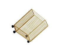 wueiooskj Chariot de rangement en fil métallique avec roulettes, panier de rangement en fer pour tapis yoga et accessoires fitness, support pour cordes à sauter et autres, Or, 53 x 38 x 20.5 cm