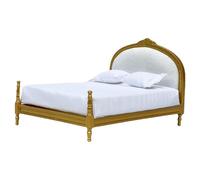 wueiooskj Ensemble de lit Miniature en Bois 1/12 pour Maison de poupée avec Accessoires décoratifs pour enrichir Les expériences Jeu l'enfance, Mini décoration lit Double doré Style européen