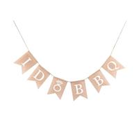 wueiooskj Guirlande décorative pour barbecue, guirlande en jute résistante, pré-assemblée, style rustique, idéale pour mariage, enterrement de vie de jeune fille, fiançailles. Inscription « BBQ ».