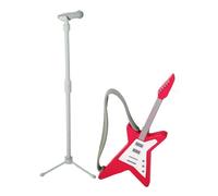 wueiooskj Guitare Miniature et Microphone, Accessoire pour Maison de poupée, pour Les Enfants Qui Aiment Jouer à la Maison de poupée et créer des scènes Vie dans et la Chambre.