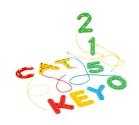 wueiooskj Jeu d'enfilage en Bois pour l'apprentissage des Couleurs et des Lettres. Jeu de Lettres et de Chiffres à Enfiler. Plateau en Bois pour Tout-Petits.