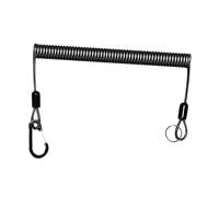 wueiooskj Lanière de pêche premium rétractable en spirale, fil d'acier robuste, accessoire pour canne à pêche, aventures en plein air, avec mousqueton, Noir, Étiré à 300 cm
