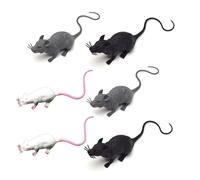 wueiooskj Lot de 6 Rats réalistes pour Halloween - Décoration et Malice - Jouet pour taquiner Le Chat - Blanc, Gris, Noir