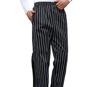 wueiooskj Pantalon de Chef hommes Baggy cuisinier pantalon mode serveur travail porter uniforme résistant à l'usure doux pour la peau coton Costumes de cuisine, schwarz-weiße Streifen, M