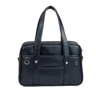 wueiooskj Sac à main japonais pour l'école, fabriqué en cuir de première qualité, grande capacité, étanche, décontracté, sac à bandoulière en PU, travail en PU, bleu foncé, taille moyenne