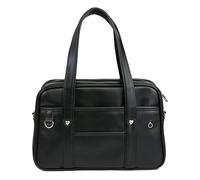 wueiooskj Sac à main japonais pour l'école, fabriqué en cuir de première qualité, grande capacité, étanche, décontracté, sac à bandoulière en PU, travail en PU, noir, taille moyenne