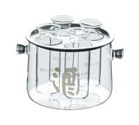 wueiooskj Service à saké en verre avec compartiments fixes, carafe élégante, robuste et transparente, récipient résistant, cadeau idéal pour une pendaison de crémaillère, un anniversaire une fête.