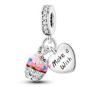 Wünsch Dir was - Charm muffin, cupcake, gâteau, pâtisserie, boulangerie, en argent 925, bracelet à breloques
