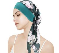WUERKIYA Chimio Turban pour les Femmes, Bandana de Algodón Pañuelos Oncologicos para Quimio Perdida de Cabello Ropa de Dormir -Fleur Verte